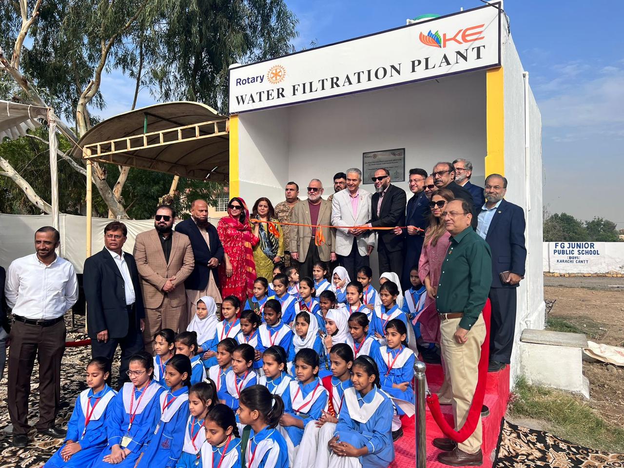 Rotary water filtration plant inauguration at a school